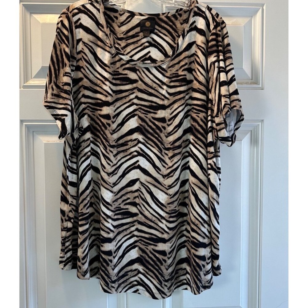 JM Collection Women's Short Sleeve Round Neck Blouse Size 3X
